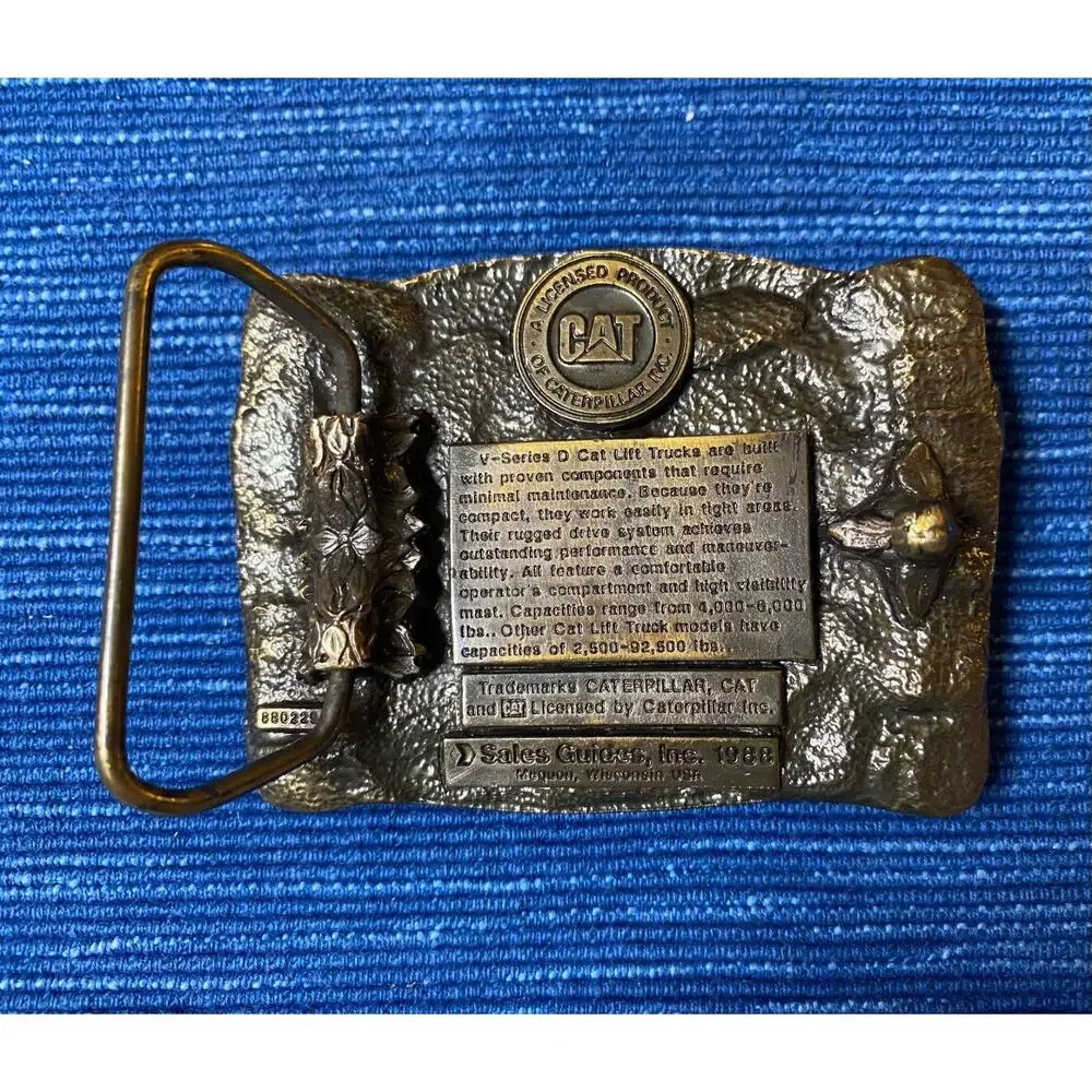 Caterpillar Lift Trucks Vintage 1988 Belt Buckle Forklift V Series Cat V35D V50D